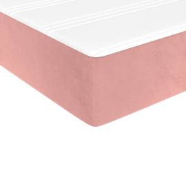 Pat box spring cu saltea, roz, 90x200 cm, catifea, 8 image