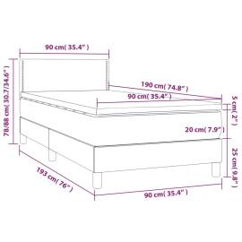 Pat box spring cu saltea, gri închis, 90x190 cm, textil, 7 image