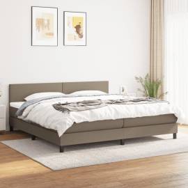 Pat box spring cu saltea, gri taupe, 200x200 cm, textil