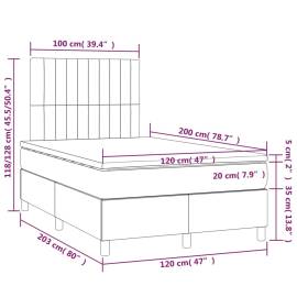 Pat box spring cu saltea, crem, 120x200 cm, textil, 6 image