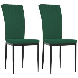 Scaune de sufragerie, 2 buc., verde închis, catifea, 2 image