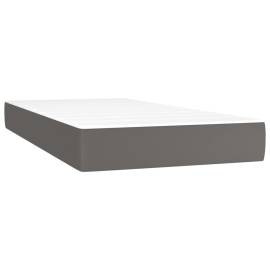 Pat box spring cu saltea, gri, 80x200 cm, piele ecologică, 5 image