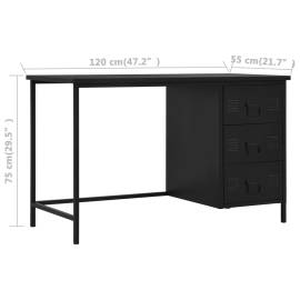 Birou cu sertare, negru, 120 x 55 x 75 cm, oțel, industrial, 8 image