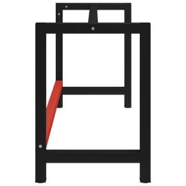 Cadru metalic banc de lucru, 150x57x79 cm, negru și roșu, 3 image