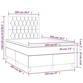 Pat box spring cu saltea, negru, 120x200 cm, catifea, 6 image