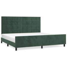 Cadru de pat cu tăblie, verde închis, 200x200 cm, catifea, 2 image