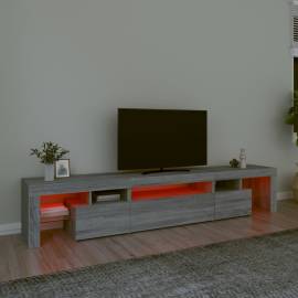 Comodă tv cu lumini led, gri sonoma, 215x36,5x40 cm, 5 image