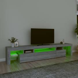 Comodă tv cu lumini led, gri sonoma, 215x36,5x40 cm, 4 image