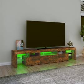 Comodă tv cu lumini led, stejar fumuriu,200x36,5x40cm, 4 image