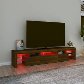 Comodă tv cu lumini led, stejar maro, 200x36,5x40 cm, 5 image