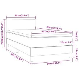 Pat cu arcuri, cu saltea și led, cappuccino 90x200 cm piele eco, 8 image