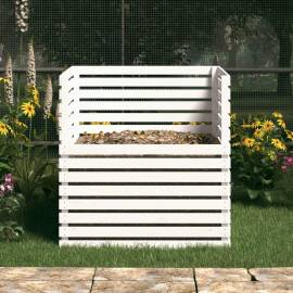 Compostor, alb, 100x100x102 cm, lemn masiv de pin, 3 image