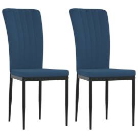 Scaune de sufragerie, 2 buc., albastru, catifea, 2 image