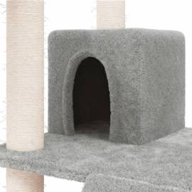Ansamblu de pisici, stâlpi din funie sisal, gri deschis, 83 cm, 6 image