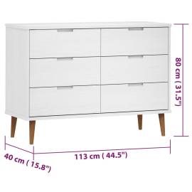Dulap cu sertar, alb, 113x40x80 cm, lemn masiv de pin, 8 image