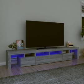 Comodă tv cu lumini led, gri sonoma, 230x36,5x40cm