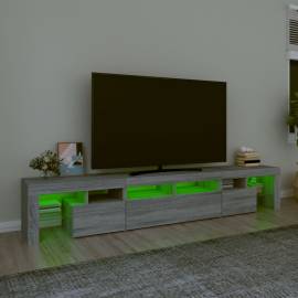 Comodă tv cu lumini led, gri sonoma, 230x36,5x40cm, 4 image