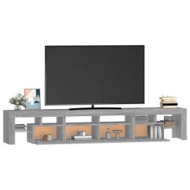 Comodă tv cu lumini led, gri sonoma, 230x36,5x40cm, 6 image