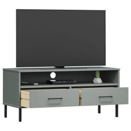Comodă tv cu picioare metalice „oslo”, gri, lemn masiv pin, 3 image