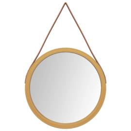 Oglindă de perete cu o curea, auriu, Ø 35 cm, 2 image