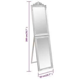 Oglindă de sine stătătoare, argintiu, 50x200 cm, 7 image