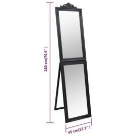 Oglindă de sine stătătoare, negru, 45x180 cm, 7 image