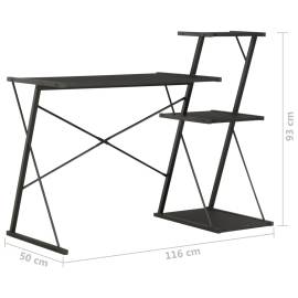 Birou cu raft, negru, 116 x 50 x 93 cm, 7 image