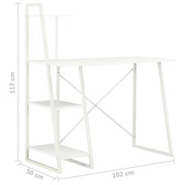 Birou cu rafturi, alb, 102 x 50 x 117 cm, 7 image