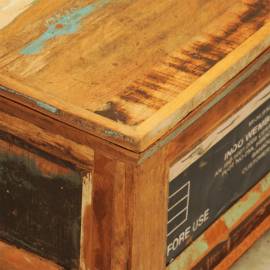 Măsuță de cafea cu spațiu depozitare, vintage, lemn reciclat, 7 image