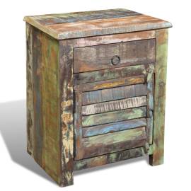 Masă de capăt cu 1 sertar și 1 ușă, lemn reciclat, 7 image