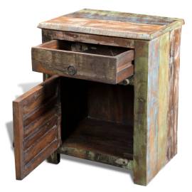 Masă de capăt cu 1 sertar și 1 ușă, lemn reciclat, 10 image