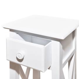 Masă laterală cu sertar, alb, 4 image