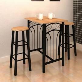 Set masă bucătărie mic dejun/cină, lemn arămiu cu oțel negru, 5 image