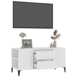 Comodă tv, alb extralucios, 102x44,5x50 cm, lemn prelucrat, 5 image