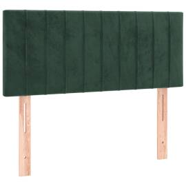 Pat cu arcuri, saltea și led, verde, 90x200 cm, catifea, 7 image