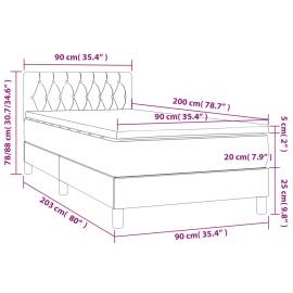 Pat box spring cu saltea, crem, 90x200 cm, textil, 7 image