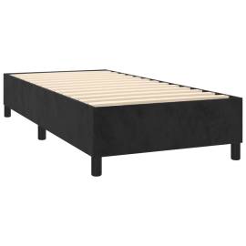 Pat box spring cu saltea, negru, 90x190 cm, catifea, 4 image