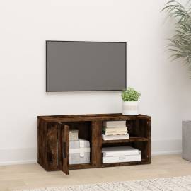 Comodă tv, stejar fumuriu, 80x31,5x36 cm, lemn prelucrat, 3 image