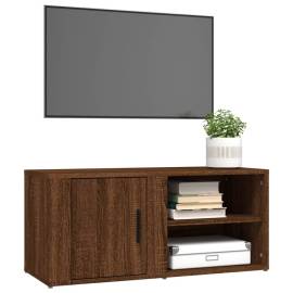 Comodă tv, stejar maro, 80x31,5x36 cm, lemn prelucrat, 4 image