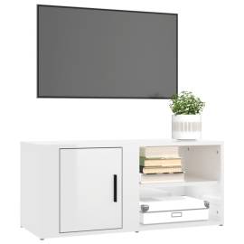 Comodă tv, alb extralucios, 80x31,5x36 cm, lemn prelucrat, 4 image