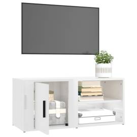 Comodă tv, alb extralucios, 80x31,5x36 cm, lemn prelucrat, 5 image