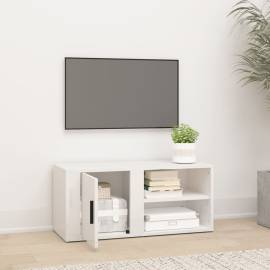 Comodă tv, alb extralucios, 80x31,5x36 cm, lemn prelucrat, 3 image
