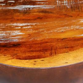 Măsuță cafea, formă de bol, bază din oțel, lemn masiv reciclat, 2 image