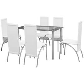 Set masă și scaune de bucătărie 7 piese, alb