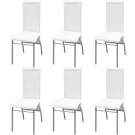 Set masă și scaune de bucătărie 7 piese, alb, 4 image