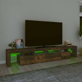 Comodă tv cu lumini led, stejar fumuriu,230x36,5x40cm, 4 image