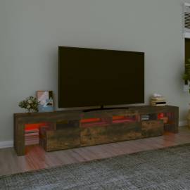 Comodă tv cu lumini led, stejar fumuriu,230x36,5x40cm, 5 image