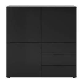 Fmd comodă cu 3 uși și 3 sertare, negru, 2 image