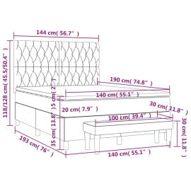 Pat box spring cu saltea, gri deschis, 140x190 cm, textil, 8 image