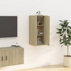 Dulap tv montat pe perete, stejar sonoma, 40x34,5x80 cm, 4 image